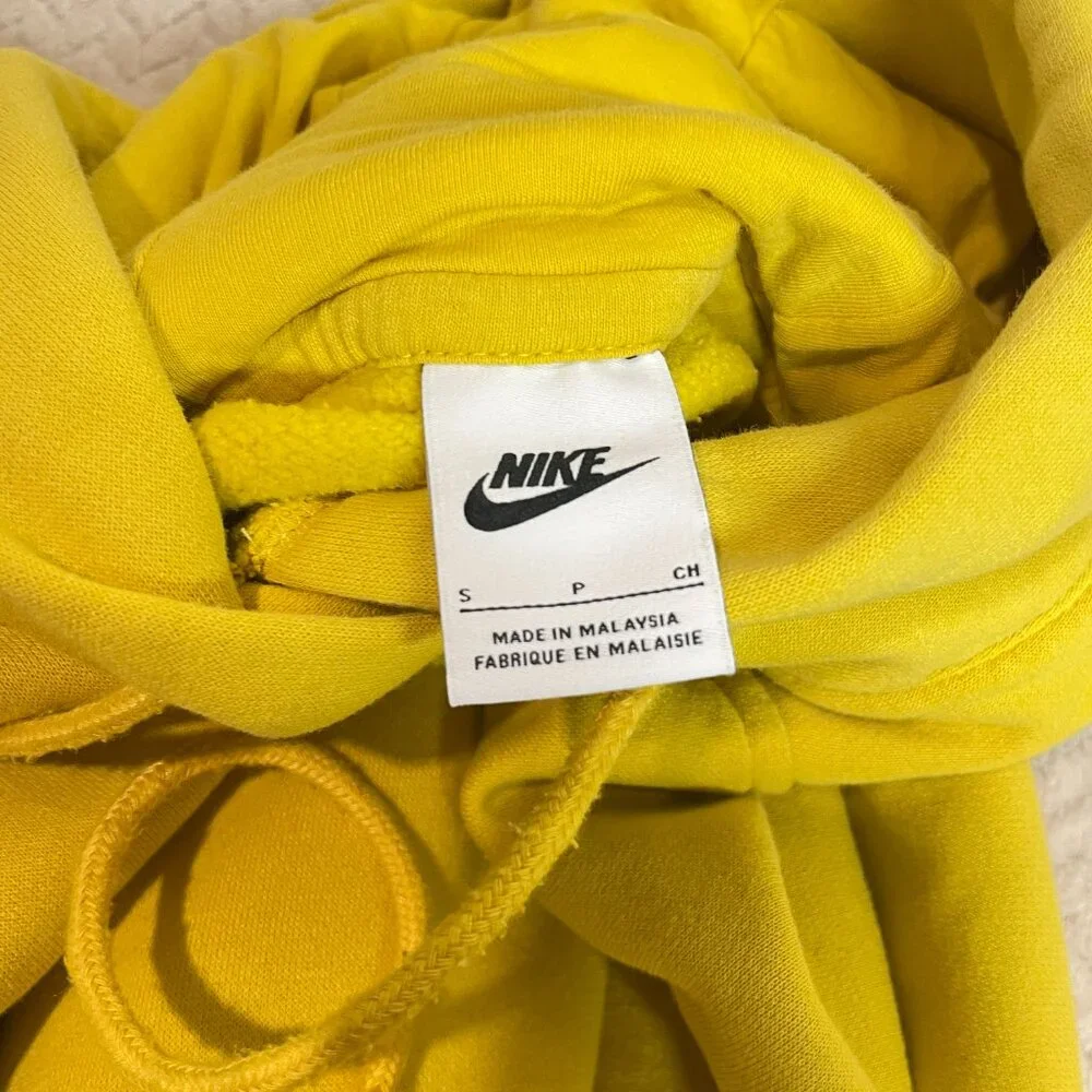 Nike Center Swoosh Yellow Oversized‎ Boxy Pullover Hoodie Streetwear Small